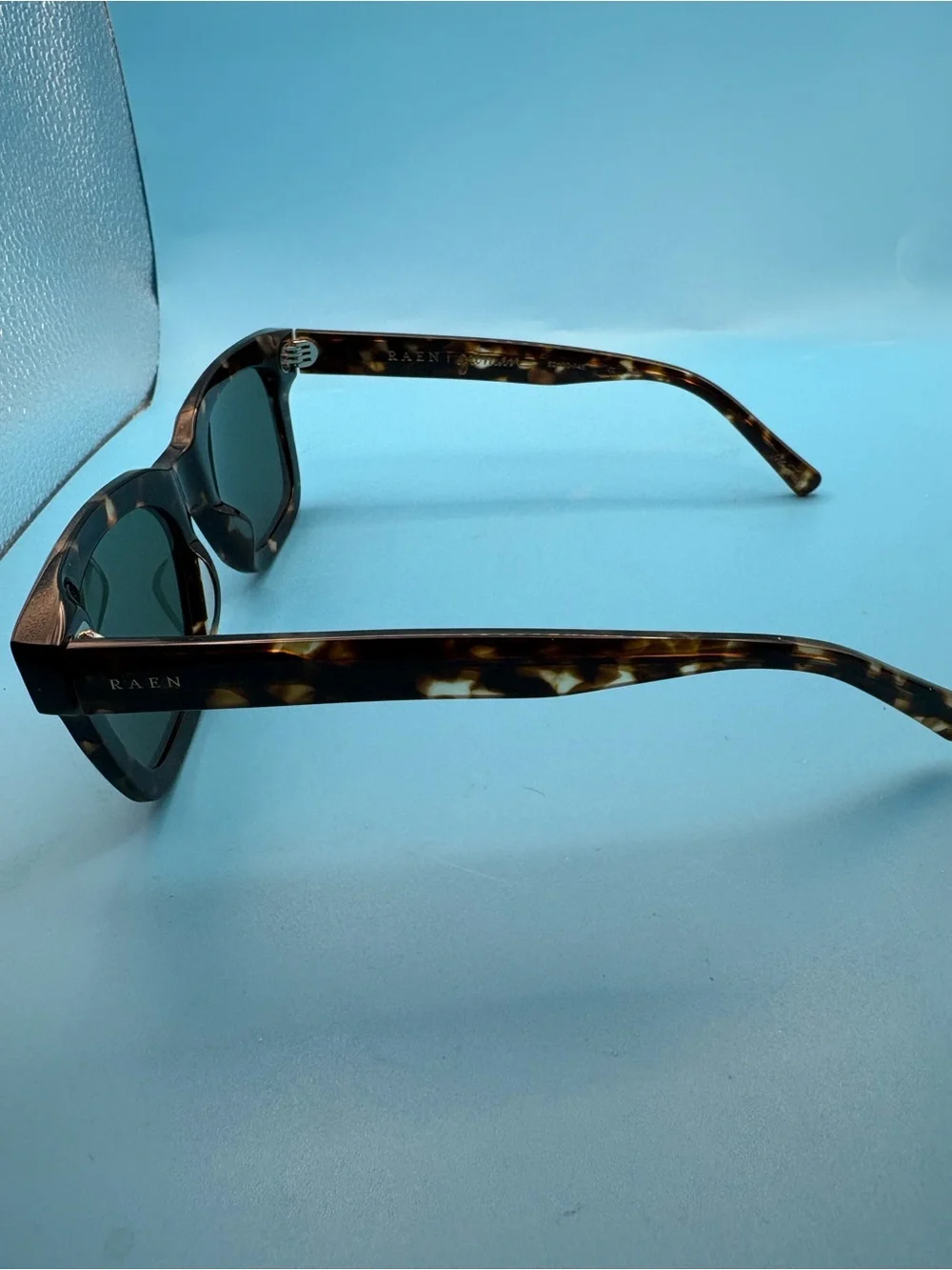 RAEN Gilman Tortoise Frame Sunglasses with Green Lenses